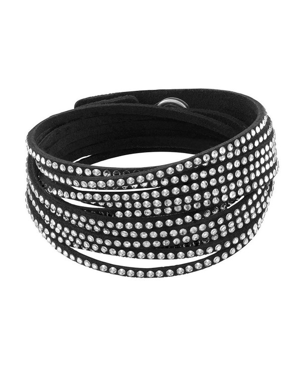 Glamorous Black Snake White Austrian Crystals Fashion Wrap Bracelet - C412MAHIIF4