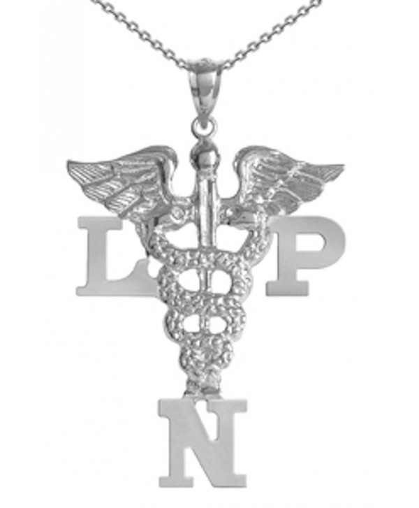 NursingPin - Sterling Silver Licensed Practical Nurse LPN Charm with Necklace - C61179I6YWV
