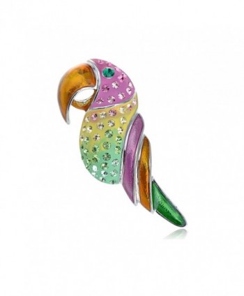 Alilang Beaked Parakeet Swarovski Crystal Rhinestone Budgie Colorful Tropical Pin Brooch - CS1143SR73P