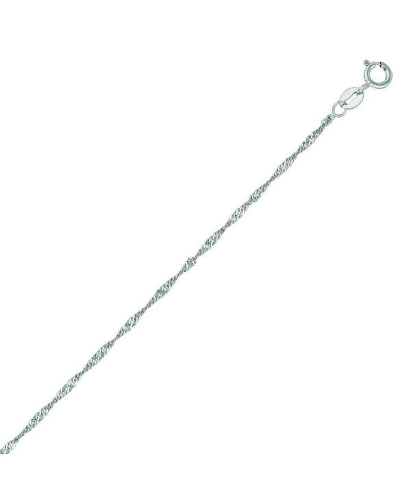 10K Solid White Gold Singapore Anklet 1.5mm thick 10 Inches - C511OR9YADJ