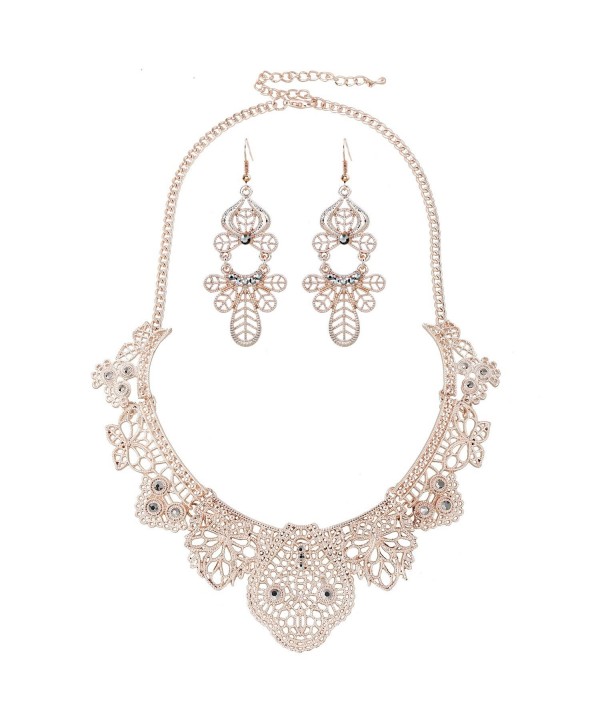 EXCEED Jewelry Statement Necklace Earrings - Necklace and Earrings Set / Rose Gold - CL12IHS1MV9