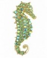Alilang Aurora Borealis Crystal Rhinestone Seahorse Fashion Brooch Pin Pendant - Green - CC1138HLOZT