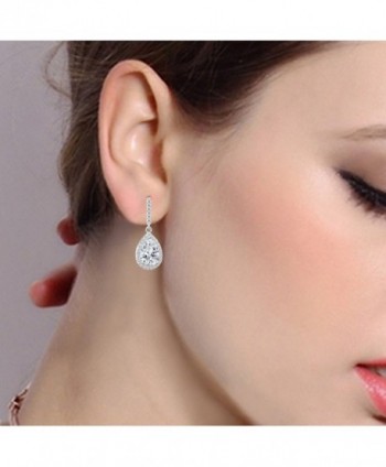 EleQueen Sterling Zirconia Teardrop Earrings