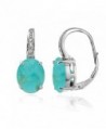 Sterling Silver Simulated Turquoise Oval Drop Leverback Earrings - CY12M0U85WJ