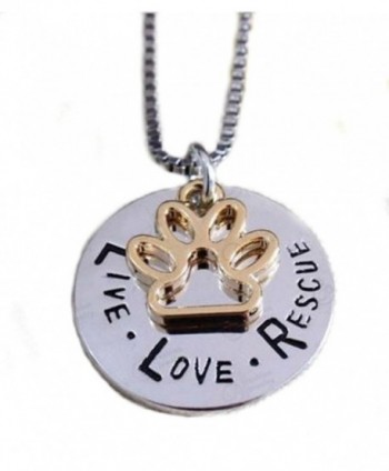 Live - Love - Rescue - Pendant Necklace Charm Jewelry - For the Love of Pets - C012FN9NYX9