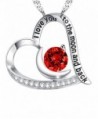 Necklace Sterling Swarovski Anniversary Engraved - Red Garnet Heart Necklace - CE1820HW3UY