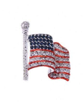Alilang Silver Tone Crystal Rhinestone 4th of July American USA Flag Patriotic Pin Brooch - Flag - CR114O4XH91