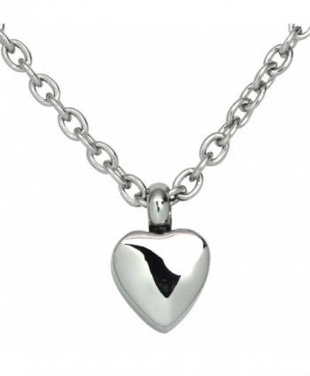 Precious Dwarf Heart Cremation Urn Pendant Necklace & Fill Kit Stainless Steel - Silver Tone - CK12H8LNBND