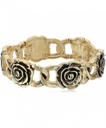 1928 Jewelry Rose Flower Stretch Bracelet - Gold - CH17Z4YUS7H