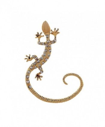 Qtalkie Gold Crystal Stud Earrings Ear Clips Gecko ear cuff - CW11VM6TGWV