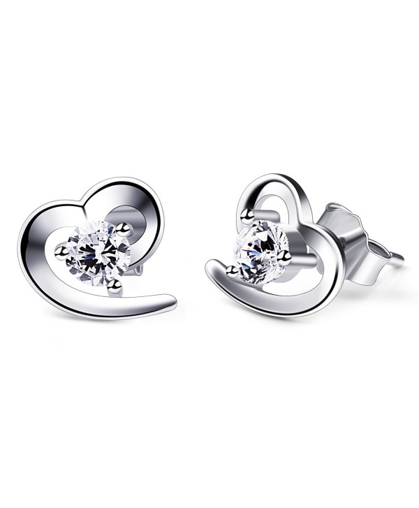 B.Catcher Heart Earrings Womens 925 Sterling Silver Studs Earings Set Valentine's Day Gift - CJ185LHX0KQ