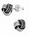 .925 Sterling Silver Oxidized Braided Love Knot Ball Stud Earrings for Women - CW11V07FC5H