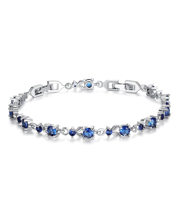 Bamoer Slender Bracelet Sparkling Zirconia - Blue-Silver - C212CVTBHFV