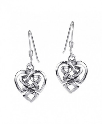 Union of Love Celtic Heart Knot .925 Sterling Silver Earrings - CV11GY99FD1