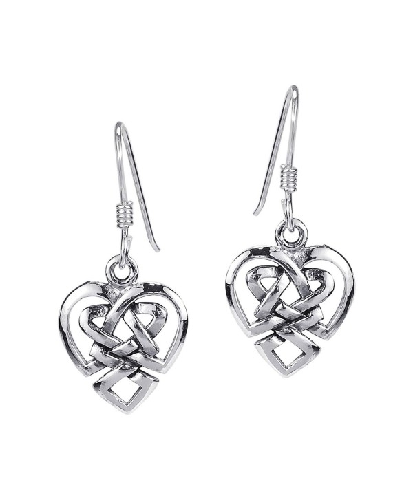 Union of Love Celtic Heart Knot .925 Sterling Silver Earrings - CV11GY99FD1