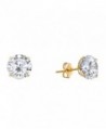 14k Yellow Gold Solitaire Round Cubic Zirconia CZ Stud Earrings with Gold butterfly Pushbacks - CA12GJBBCHP