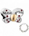 LovelyJewelry Mother Daughter Family Heart Love Butterfly Charm Bead Bracelets - CP11RB425BR