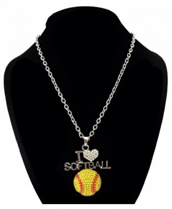 Softball Bling Rhinestone Silver Necklace in Women's Chain Necklaces