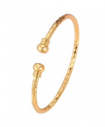 U7 Simple Cuff Bracelet 18K Real Gold Platinum Plated Fine Bangle Bracelet Fashion Jewelry - C011VCUXRYP