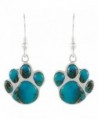 Dog Paw Earrings in Sterling Silver & Genuine Turquoise & Gemstones - Teal/Matrix Turquoise - CW1866Q9EEM