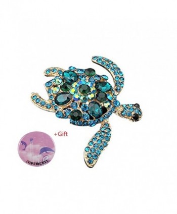 Silvercell Turtles Brooch Pins Light Blue Austrian Rhinestone Crystal Jewelry - CI128V7RU1H