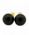 14k Yellow Gold 8mm Black Onyx Ball Stud Earrings - CU128CVKQIV