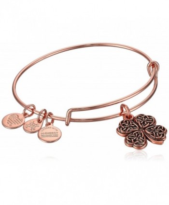 Alex and Ani Women's Four Leaf Clover Rose Gold Charm Bangle Bracelet- Expandable - CM1874U7LU3
