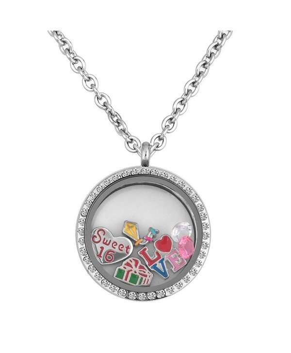 Q&Locket Sweet 16th Love Birthday Floating Charm In Living Memory Locket Pendant Necklace Women&Girl - CF12KJHPCO9