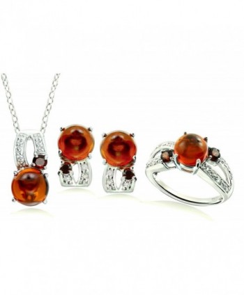 RB Gems Sterling Silver 925 Jewelry Sets GENUINE GEMSTONE 8 mm with RHODIUM-PLATED Finish- 3 Pieces Set - C712NU2CQH7