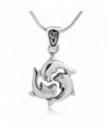 Sterling Silver Celtic Triple Dolphin Fish Love Harmony Friendship Pendant Necklace 18'' - CV124U0YR9R