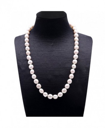 JYX 9-10mm Natural White Baroque Freshwater Pearl Necklace Endless Sweater Necklace 18-60" - CJ1863HDL6E
