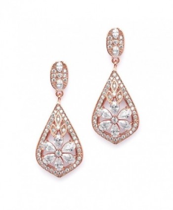 Mariell CZ Clip On Rose Gold Earrings - Art Deco Jewelry for Weddings- Bridal- Bridesmaids & Formals - C212N8V6LOV