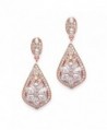 Mariell CZ Clip On Rose Gold Earrings - Art Deco Jewelry for Weddings- Bridal- Bridesmaids & Formals - C212N8V6LOV