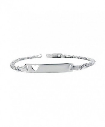 Sterling Silver 6MM Fancy Italian Curb Baby ID Bracelet with Heart Design- Lobster Clasp Closure - CJ11ZP1OS95