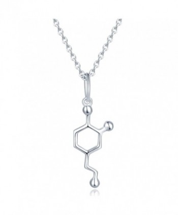 MBLife 925 Sterling Silver Serotonin Dopamine Organic Chemical Molecular Structure Pendant Necklace (16") - CH186288HHH