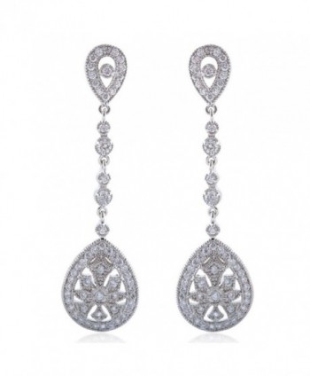 EVER FAITH Bridal Art Deco Classical Gatsby Inspired Pave Cubic Zirconia Chandelier Earrings - CI11MM591X5