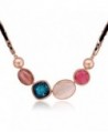 Kemstone Colorful Opal Blue Cubic Zirconia Collar Necklace Rose Gold Plated Women Jewelry- 17.67" - C712JE1T55X
