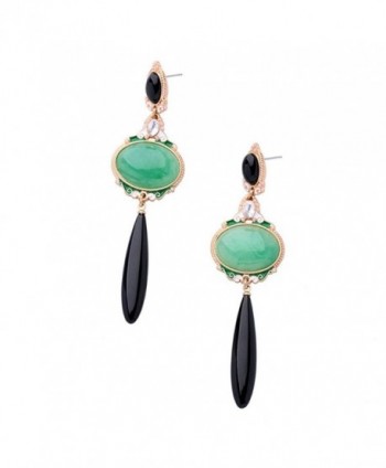 F U Vintage Earrings Emerald Teardrop