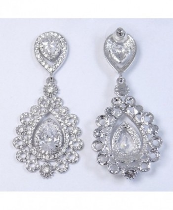 EVER FAITH Rhinestone Chandelier Silver Tone in Women's Drop & Dangle Earrings