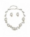 Flower Leaf Bridal Prom Pearl Crystal Choker Necklace Earrings Set N336 - CA1242L6B7P