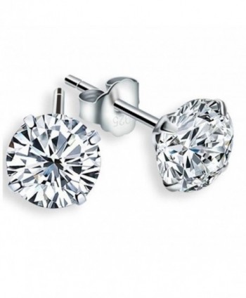 925 Sterling Silver Crystals from Swarovski White Brilliant Cut Round Stud Earrings 6 mm for Women and Girls - CI12MZKXWPR