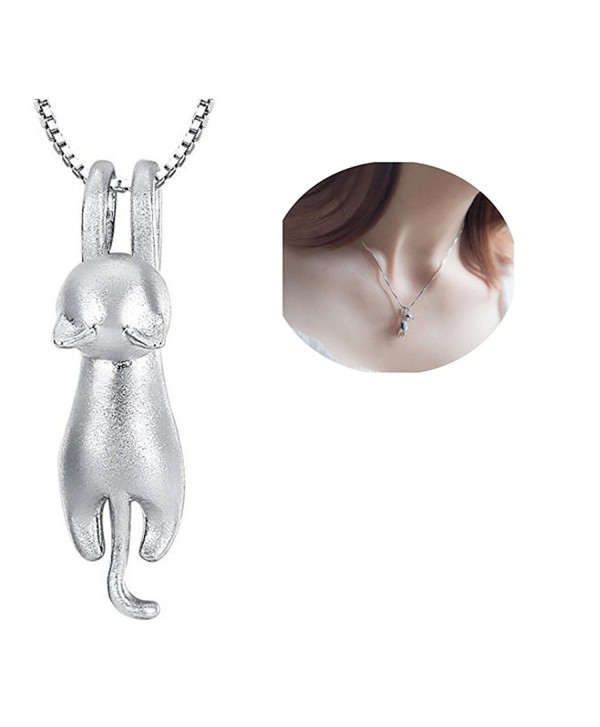 Cute Cat Silver Plated Womens Pendant Necklace for Women Girl Christmas gift - CH188R0723R
