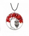 Natural Red Coral Handmade Pendant Necklace - The mangrove Owl - CN12K9V585D