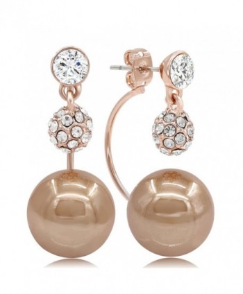 Kemstone Rose Gold Crystal Chocolate Pearl Jewelry Front Back Dangle Earrings - CX12JCXQ4LV