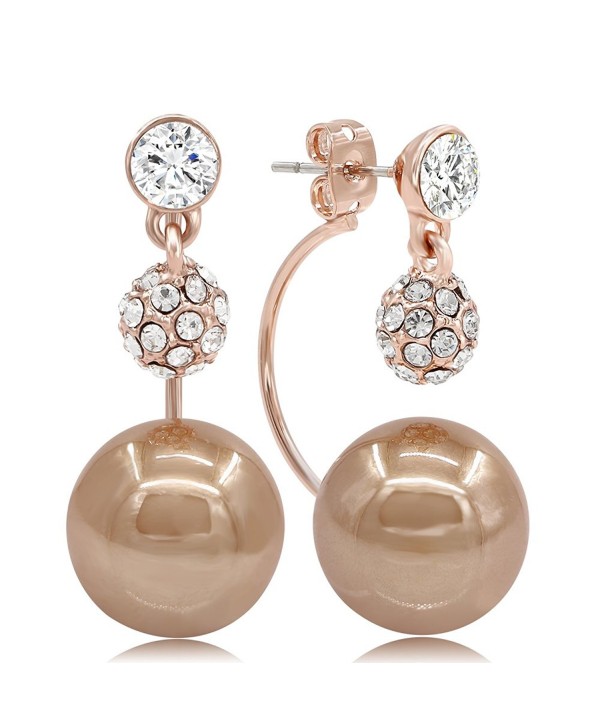 Kemstone Rose Gold Crystal Chocolate Pearl Jewelry Front Back Dangle Earrings - CX12JCXQ4LV