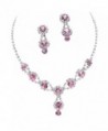 Stunning Y Drop Evening Party Lite Pink Crystal Necklace Earring Bling Rhinestone A6 - C312IET2T4P