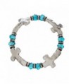 Blue Crystal Stone Cross Station Style Stretch Bracelet - CX188LHAY2W