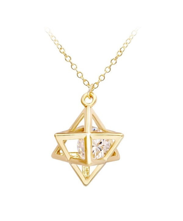 SENFAI Eight Pointed Star Pendant Necklace 3D Geometry Star with Crystal Necklace for Mother's Day Gift - CS12GUARC5P