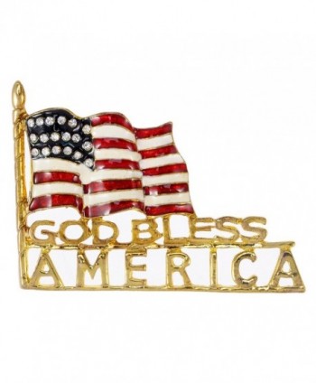 Alilang Golden Tone God Bless America Flag Rhinestone Brooch Pin -- American Patriotic Jewelry - CN113T2CYYN