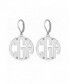 925 Sterling Silver Personalized Block Monogram Leverback Earrings 25mm Custom Made with 3 Initials - Silver - CM12O3LHW8K